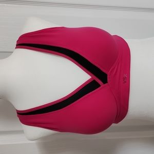 Victoria's Secret padded sports bra. Pink with black mesh. 34C.